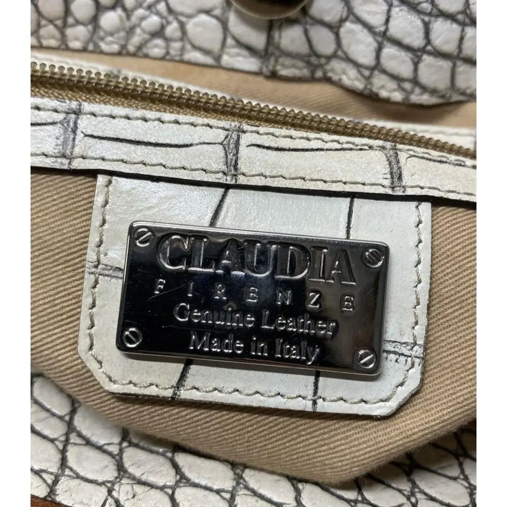 CLAUDIA FIRENZE EUC XL WHITE LEATHER TOTE BAG
